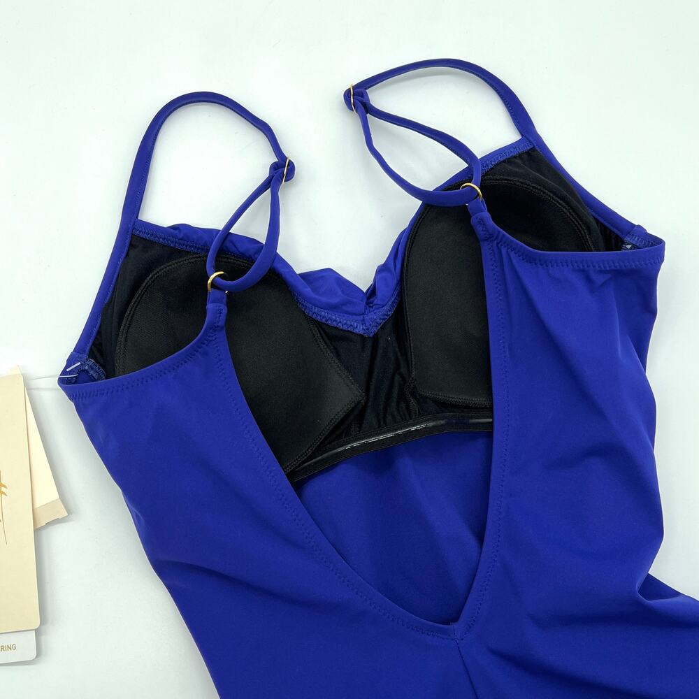 VINTAGE GOTTEX One Piece Swimsuit Womens 8 Blue Twist Front Adjustable Strap NEW - Picture 5 of 14